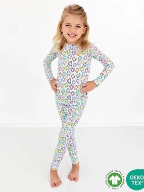 lev baby toddler Girls White Jewel Print Pajama Set, size 5/6T